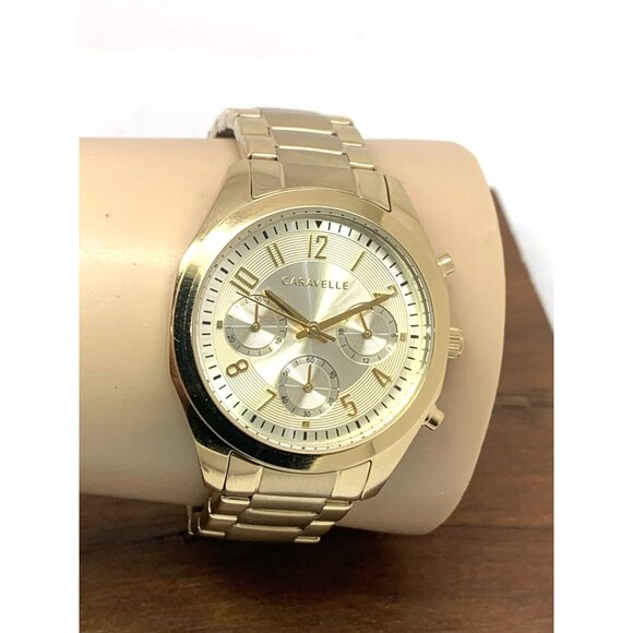Caravelle By Bulova Women's Watch 44L238 Quartz Chronograph Gold Steel 36mm - Picture 10 of 13